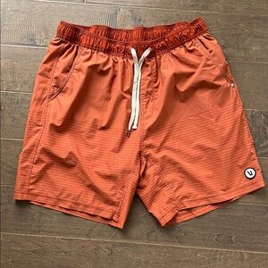 Vuori Kore Lined Orange Drawstring Shorts
